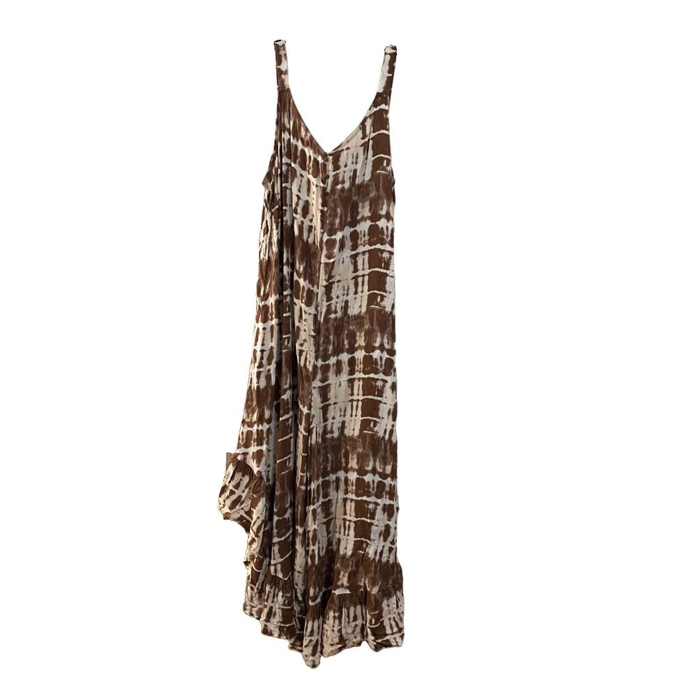 Cato EST 1946 Plus Size 22 24 Wide Leg Jumpsuit Tie Dye Friar Brown Ruffle NWT